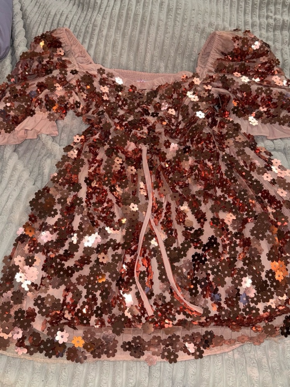 Buddy Love Pink Sequin Floral Mini Dress